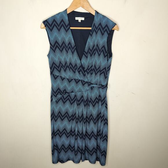 Max Studio Faux Wrap Dress Chevron Dotted Striped - Picture 1 of 8